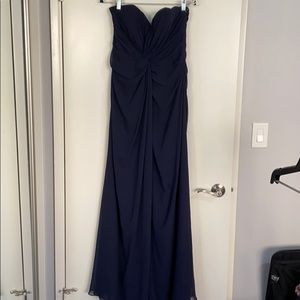 Navy blue Chiffon evening gown/bridesmaid dress.